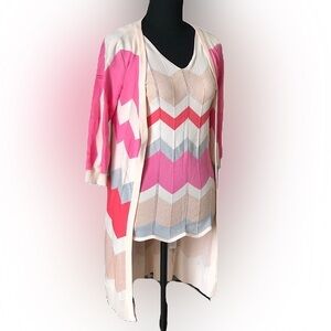 Vilagallo Designer Long Sweater Duster and Matching Sleeveless Tank Resortwear